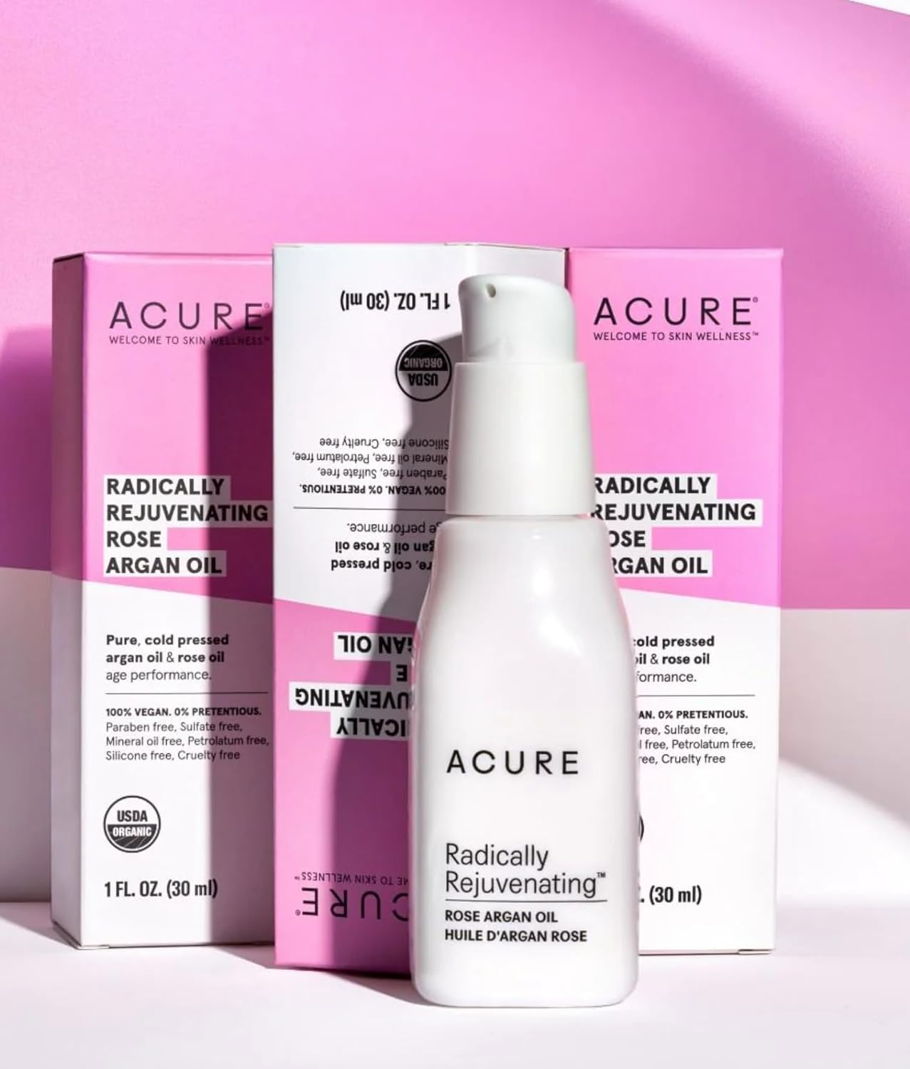 Acure Radically Rejuvenating Rose Argan Oil - Face, Hair & Body Oil Serum Rich In Vitamin E - Lightweight, Non-Greasy, Vegan - 1 Fl Oz