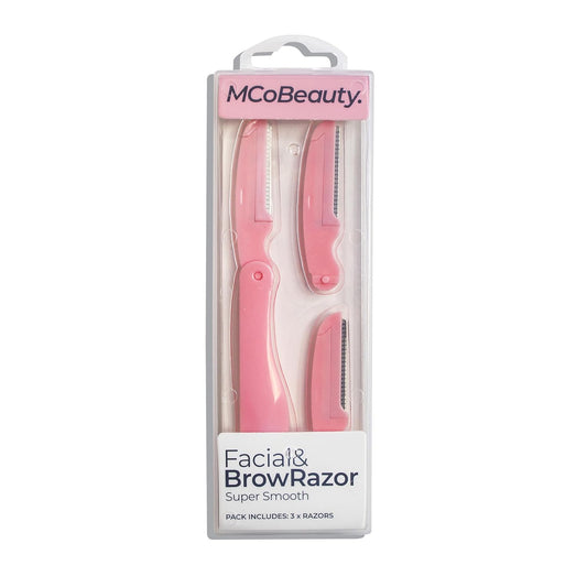 Mcobeauty Super Smooth Facial And Brow Razor - Comfortably Removes Facial Hair - Allows For Smoother Application Of Complexion Products - Precision Blade Shapes The Brow And Arch Easily - 3 Pc
