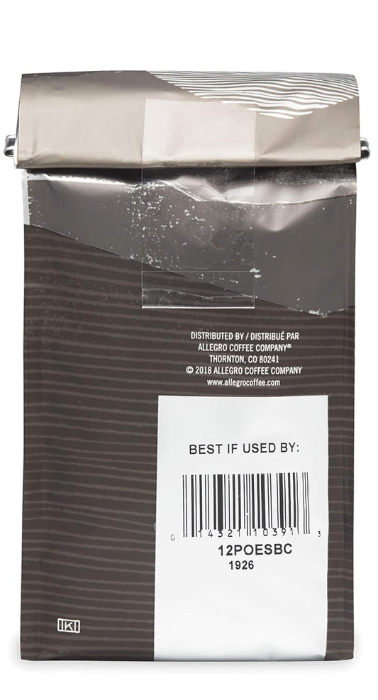 Allegro Coffee Decaf Organic Espresso Bel Canto Whole Bean Coffee, 12 Oz