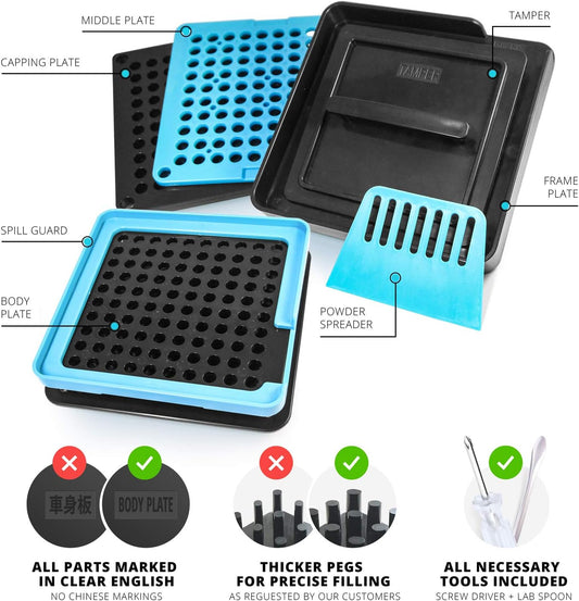 All-In Capsule Filling Machine For Size 00 - Make Your Own Capsules Now Easier And Faster - Use With Empty Gelatin Or Vegetarian Caps - Clear Illustrated Instructions With Video
