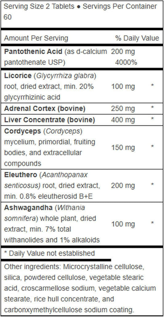 Advanced Adrenal Factor – Adrenal Support Supplement – Non-Gmo, Gluten-Free, Vegan – 120 Tablets