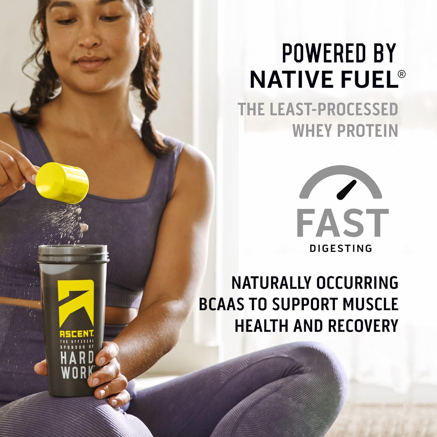 Ascent 100% Whey Protein Powder - Post Workout Whey Protein Isolate, Zero Artificial Flavors & Sweeteners, Soy & Gluten Free, 5.5G Bcaa, 2.6G Leucine, Essential Amino Acids, Vanilla Bean 2 Lb : Health & Household