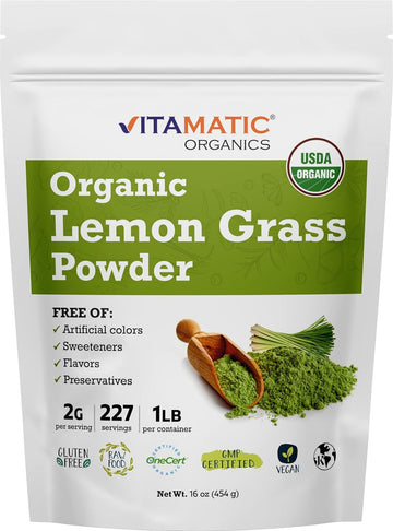 Vitamatic Certified Usda Organic Lemon Grass Powder 1 Pound (16 Ounce)