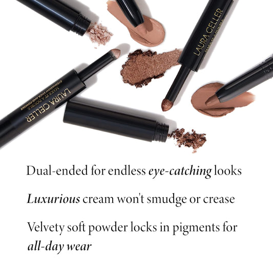 Laura Geller New York Make It A Double Dual-Ended Eyeshadow - Brandy - Cream Eyeshadow Stick + Matching Powder Eyeshadow - Crease-Proof & Smudge-Proof