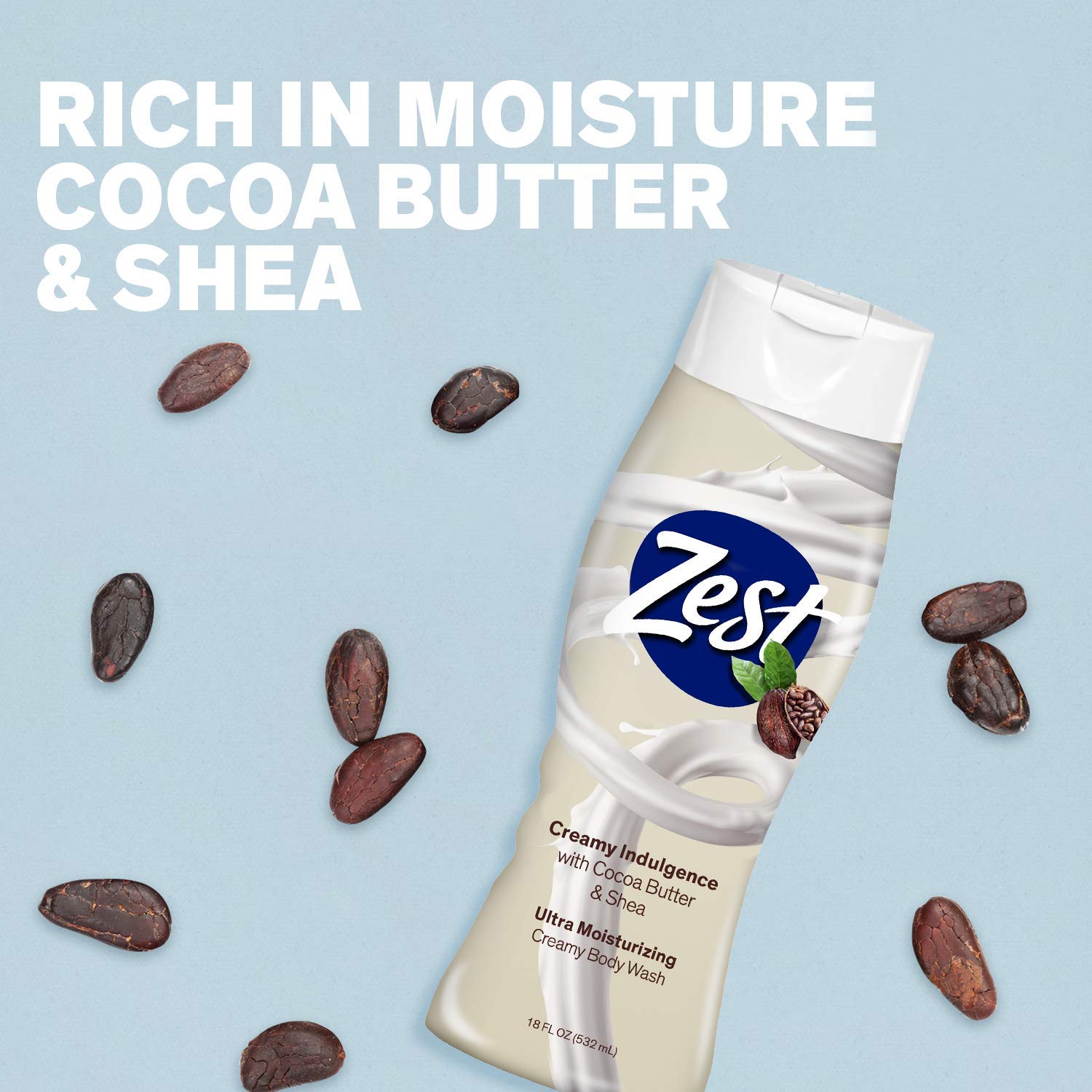 Zest Body Wash, Creamy Cocoa Butter & Shea, 18 Fl Oz : Beauty & Personal Care