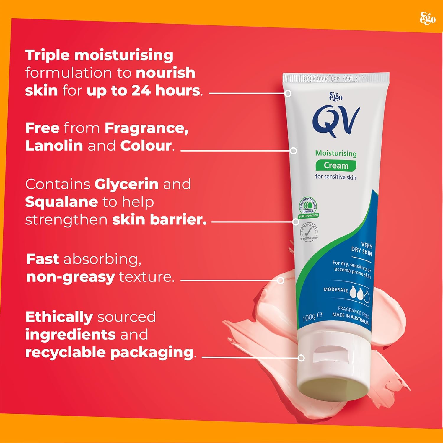 QV Cream with 10% Glycerin (100g) Rich Protective Moisturiser for Sensitive, Dry Skin, Fragrance Free, Noncomedogenic Body Cream, Hydrating Skin Care for Eczema, Psoriasis, Dermatitis, Tube : Amazon.co.uk: Beauty