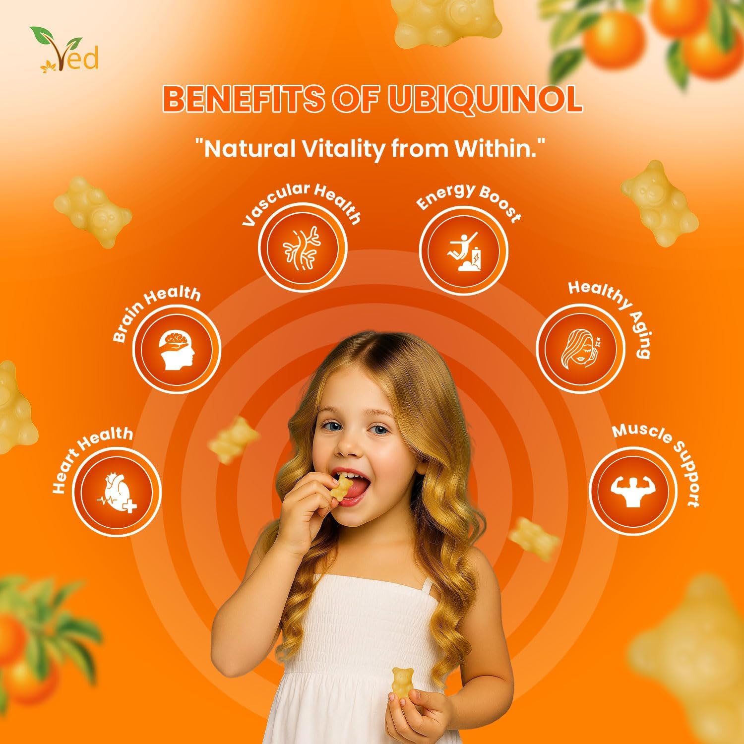 Ved Ubiquinol Gummy | Active Form coq10 | High Absorption/Enhanced bioactivity | Essential for Heart Health and Cellular Energy Production | 150 mg, 90 Gummy : Amazon.co.uk: Health & Personal Care