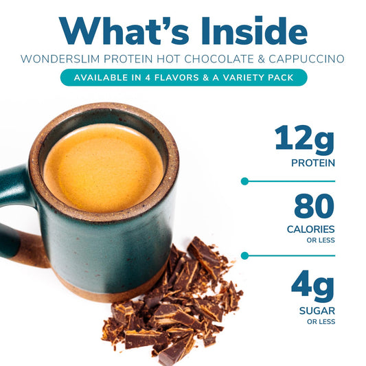 Wonderslim Protein Hot Drink, Variety Pack, Low Carb, Low Fat, Gluten Free (7Ct)
