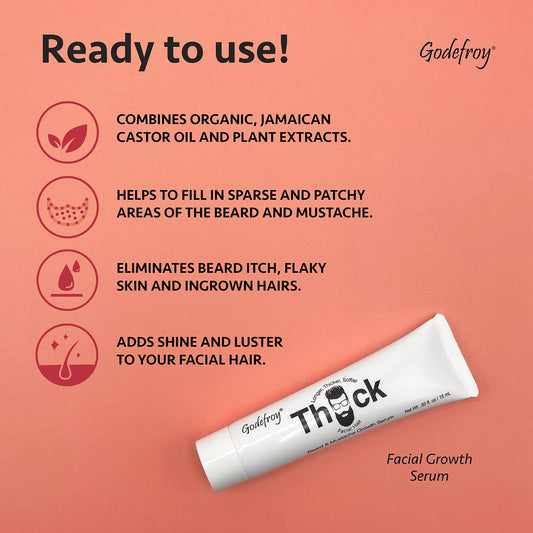 Godefroy Thick Beard And Mustache Serum For Ethnic Hair Types, 15 Ml