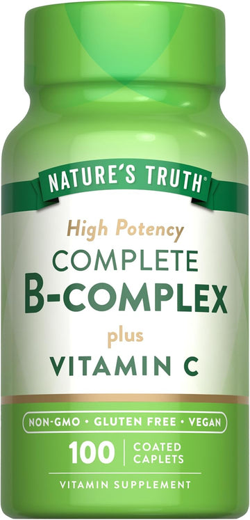 Nature'S Truth Vitamin B Complex Plus Vitamin C | 100 Caplets | Vegan, Non-Gmo & Gluten Free Supplement