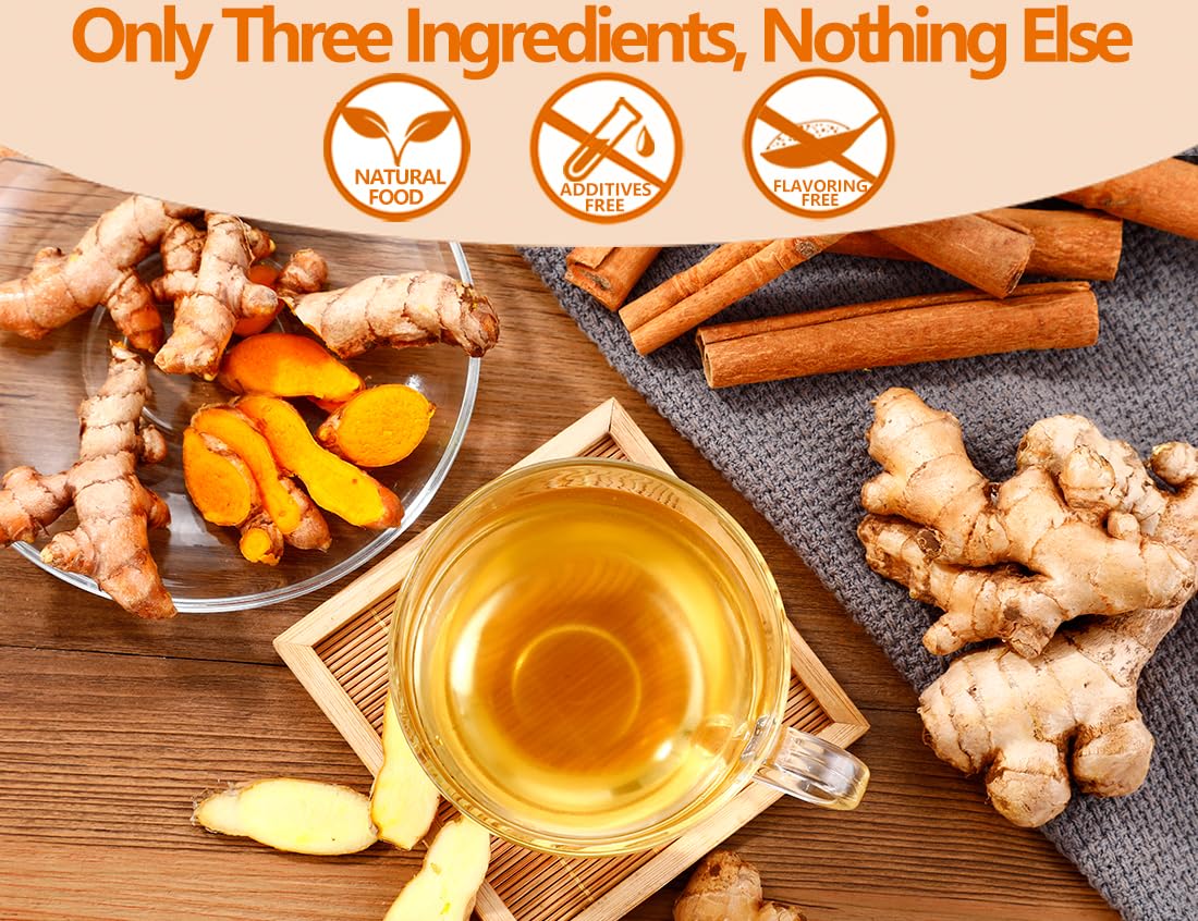 120 Premium Turmeric, Ginger, Cinnamon Blend Tea Bags, 100% Natural & No Additives & Caffeine Free