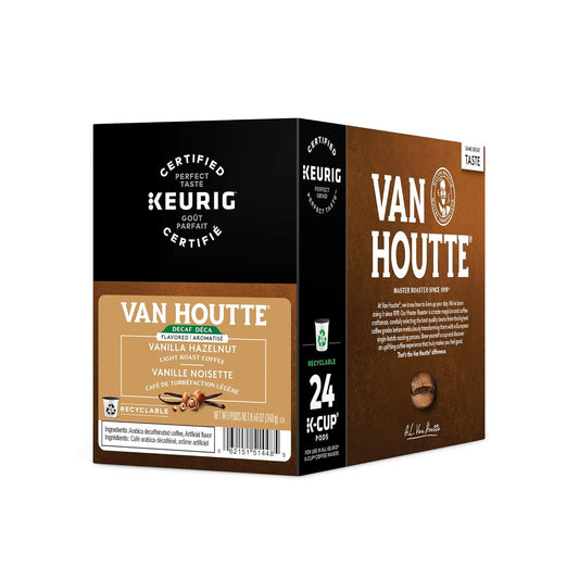 Van Houtte, Vanilla Hazelnut Decaf, Single-Serve Keurig K-Cup Pods, Light Roast Coffee, 48 Count (2 Boxes Of 24 Pods)