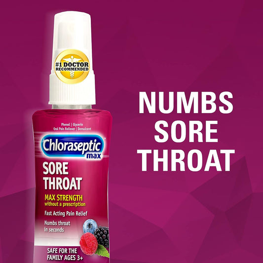 Chloraseptic Max Strength Sore Throat Spray, Wild Berries Flavor, 4.0 Fl Oz