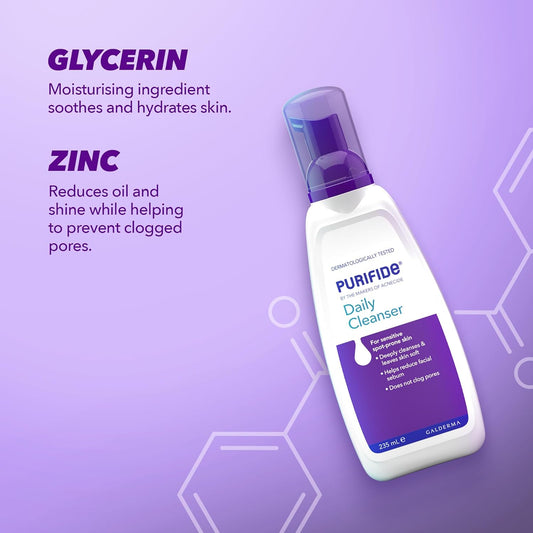 Purifide By Acnecide Skincare Set Daily Cleanser, Face Wash Soap Free, 235Ml + Moisturiser Spf 30, 50Ml, Face Sun Cream For Acne Prone & Sensitive Skin