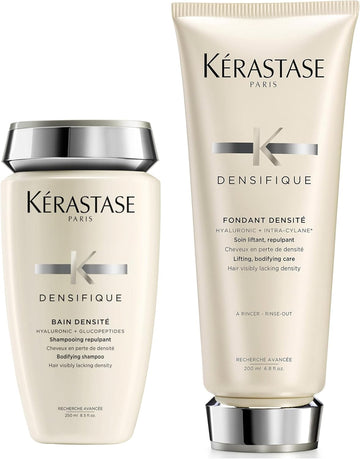 Kerastase Duo Densifique Shampoo And Conditioner Set, Thickening And Volumising For Fine Hair, With Hyaluronic Acid, Bain Densité, 250Ml & Fondant Densité, 200Ml