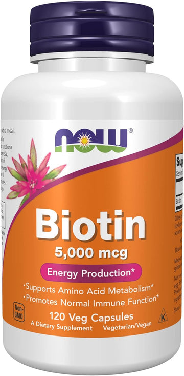Now Foods Biotin 5000 Mcg Capsules, 120 Count