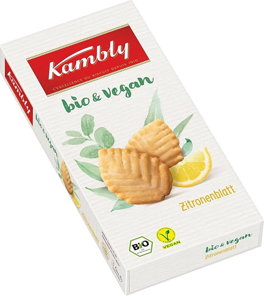 3X95G Cookies Lemon Leaf Bio & Vegan - Crispy Biscuits With Lemon Flavour - Pastry With Lemon 10.05 Oz / Kambly, Germany