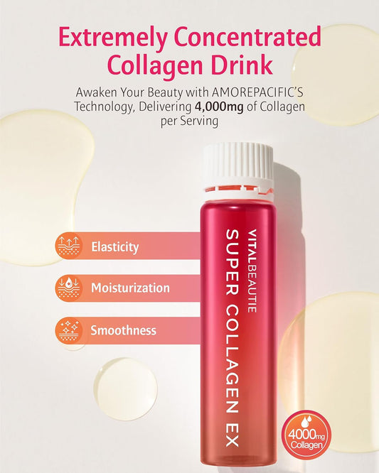 Vitalbeautie Super Collagen Ex (Liquid Marine Collagen) Containing Biotin, Vitamin C, Hyaluronic Acid, L-Glutathione By Amorepacific Korean Skincare - 28 Servings