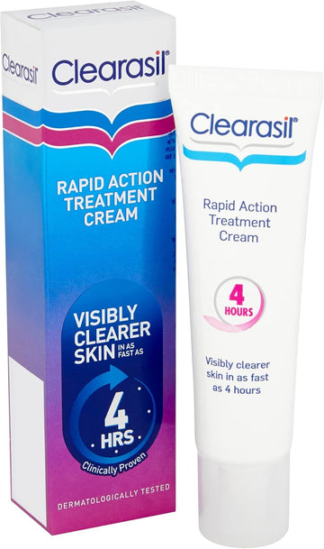 Clearasil Ultra Rapid Action Treatment Cream, 25Ml - Opens Pores & Helps To Clear Spots Faster, Pore Cleaner, Skincare Solution, Clearer Skin In 4 Hours