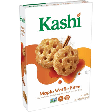 Kashi Breakfast Cereal, Vegan, Made With Whole Grains, Maple Waffle Bites, 9.5Oz Box (1 Box)