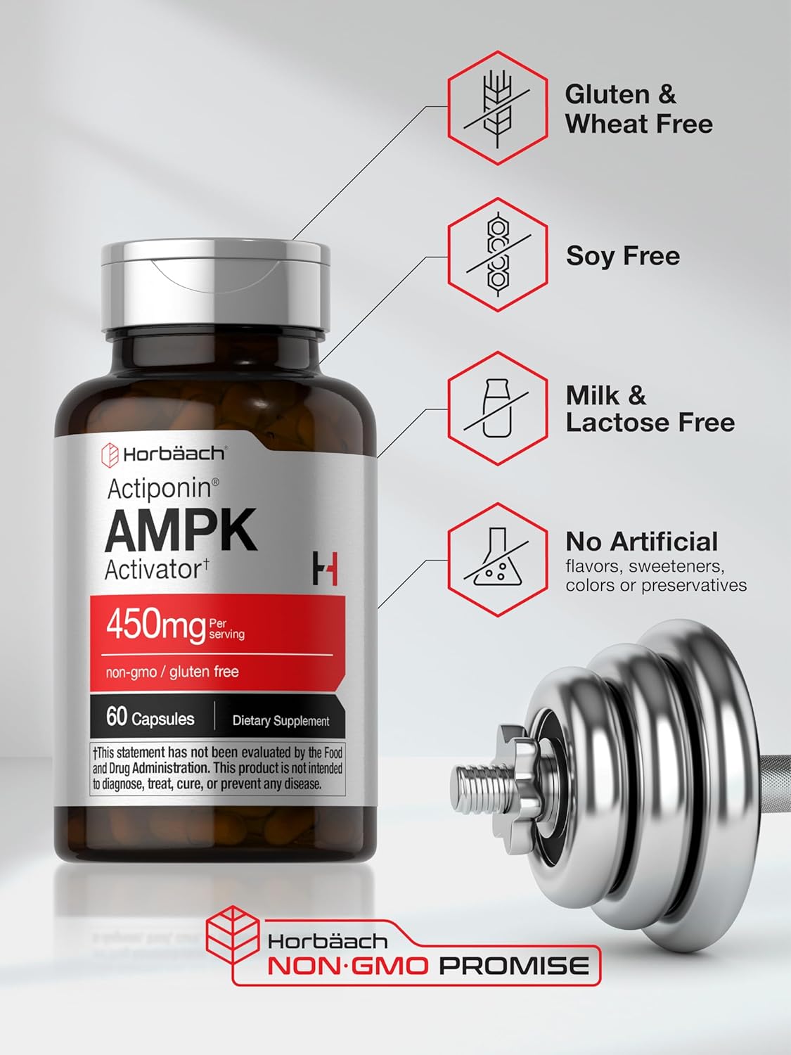 Horbäach Ampk Metabolic Activator 450 Mg | 60 Capsules | Non-Gmo, Gluten Free : Health & Household