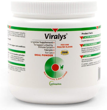 Vetoquinol Viralys L-Lysine Supplement For Cats - Cats & Kittens Of All Ages - Immune Health - Sneezing, Runny Nose, Squinting, Watery Eyes - Flavored Lysine Powder