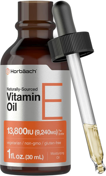 Horbäach Vitamin E Oil | 13,800Iu | 1Oz | Vegetarian, Non-Gmo, And Gluten Free Formula | Naturally Sourced Liquid Supplement