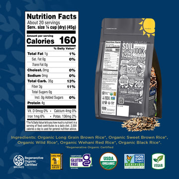 Lundberg Wild Blend Rice – Long-Grain Brown, Sweet Brown, Red & Black Rice, Certified Gluten-Free Whole Grains, 16 Oz