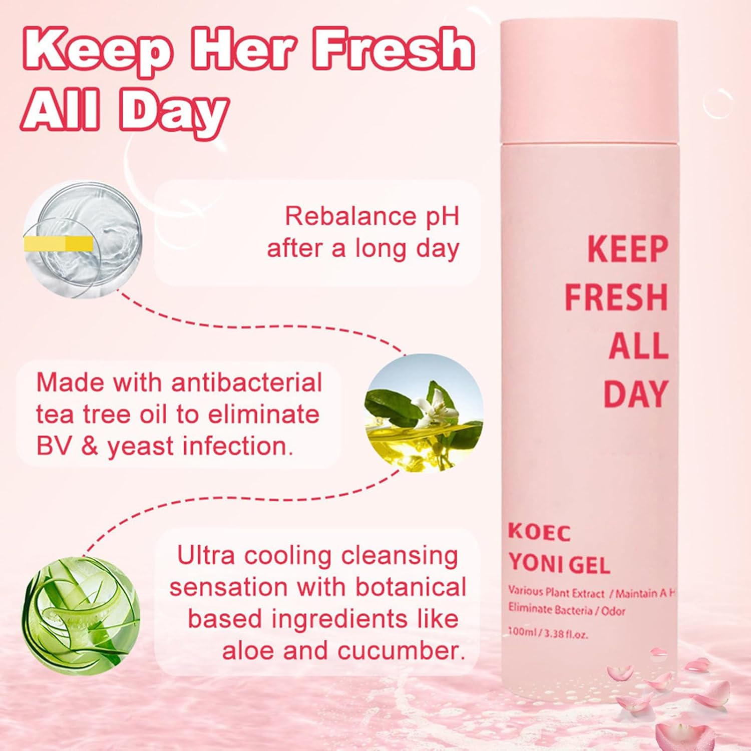 Intimate Wash, Feminine Hygiene Wash, Ph Balanced Intimate Gel, Natural Ingredient, Refreshing And Cleansing, 100Ml, For Regular Use Without Causing Irritation Or Dryness