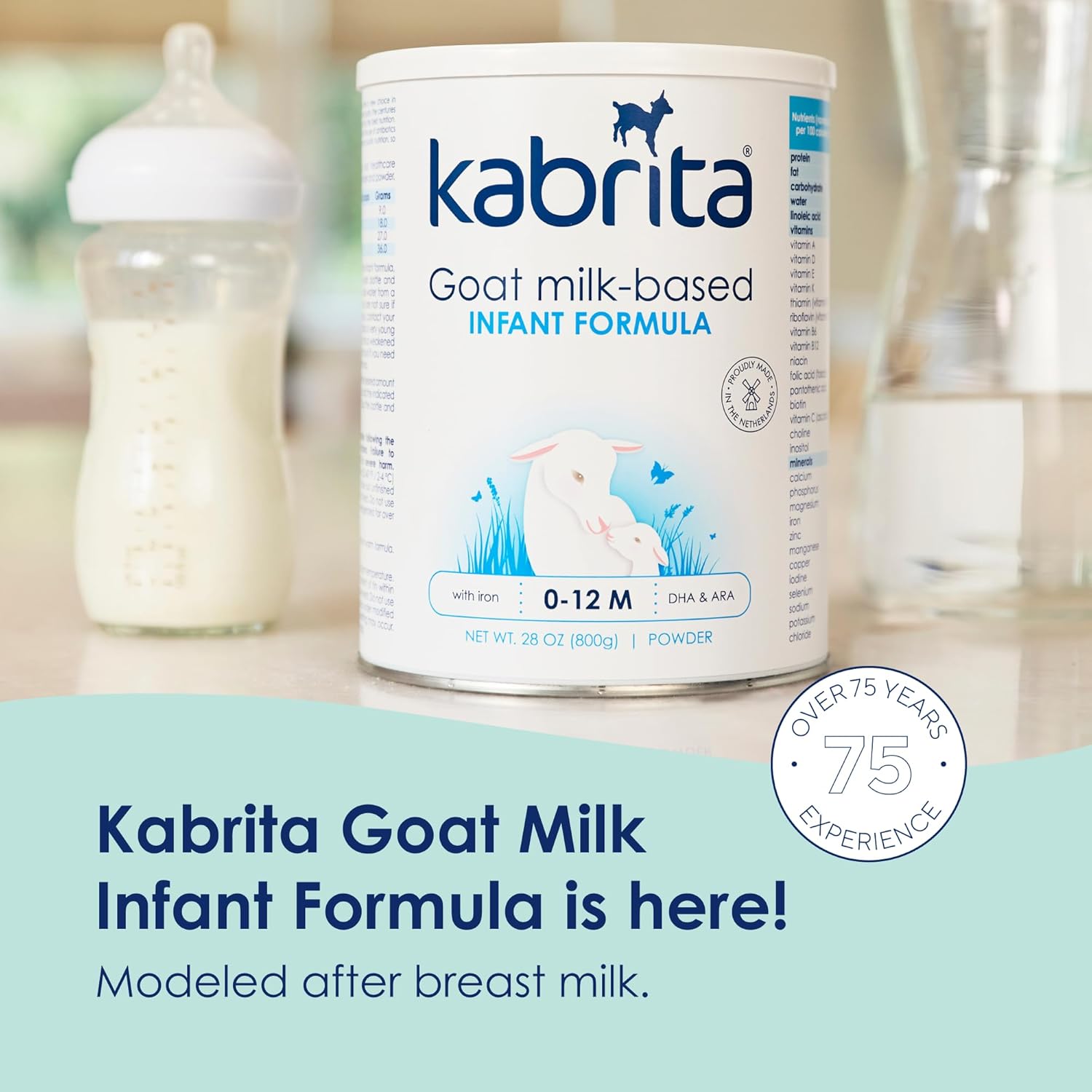 Kabrita Goat Milk-Based Infant Formula – 28oz – Pack of 6 – Natural, Gentle Baby Formula – European, Non-GMO – Ages 0-12 Months : Baby