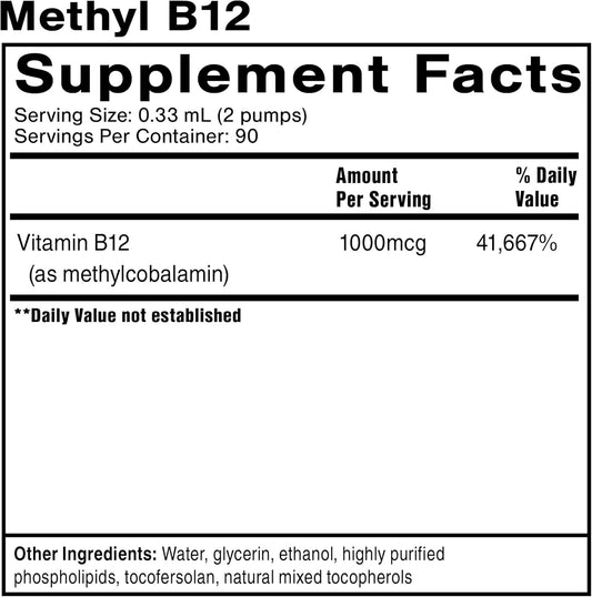 Quicksilver Scientific Methyl B12-1000Mcg Vitamin B12 As Methylcobalamin (Methyl B12) - B12 Liquid With Nano Technology For Superior Absorption - Supportive Energy Supplement (30Ml / 90 Servings)
