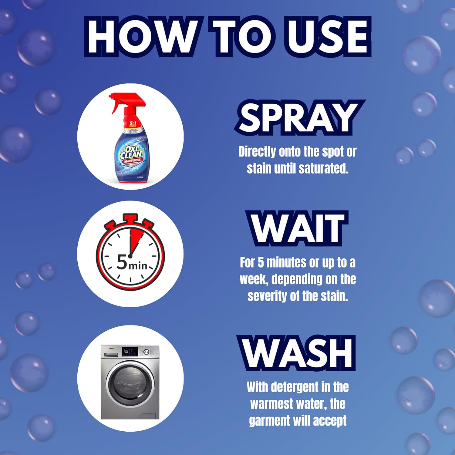 OxiClean Stain Remover Max Force - 12 FL OZ (Pack of 2) - laundry stain remover spray, spray and wash stain remover laundry + 1 Gaudum Laundry Stain Brush : Health & Household