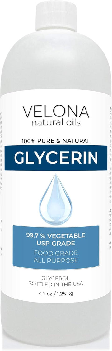 velona Glycerin Vegetable USP Grade 44 oz | 100% Pure and Natural Carrier Oil | Hair and Face Moisturizer for Dry Skin, Bubble Bath, Glycerin Soap, Soap Base | Use Today - Enjoy Results