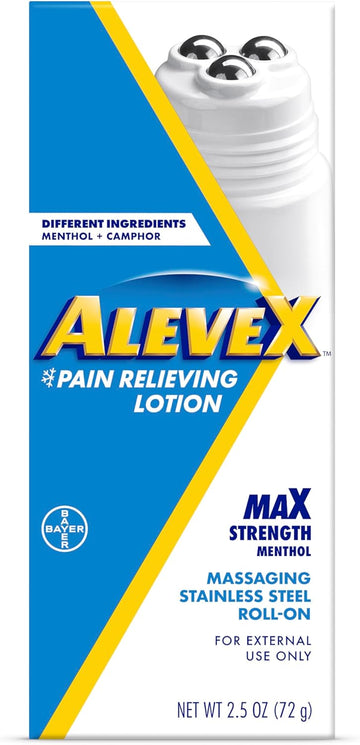 Alevex Topical Pain Relief Lotion With Rollerball Applicator - Long Lasting Arthritis And Muscle Pain Relief, 2.5 Oz