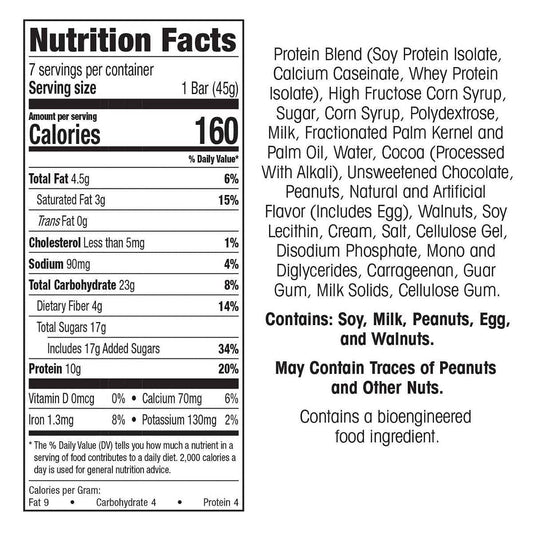 Wonderslim Protein Snack Bar, Caramel Brownie Nut, 4G Fiber, Gluten Free (7Ct)