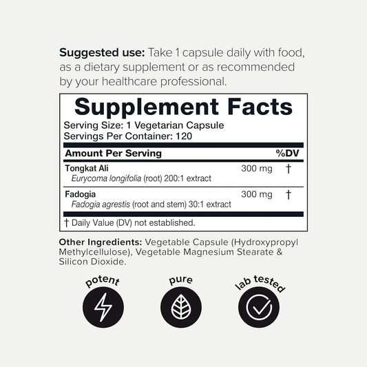 Ultra Concentrated 69,000Mg Tongkat Ali Fadogia Agrestis Blend – 200:1 Tongkat Ali + 30:1 Fadogia Agrestis - Third-Party Tested 2% Pure Eurycomanone -Fadogia Agrestis And Tongkat Ali Supplement