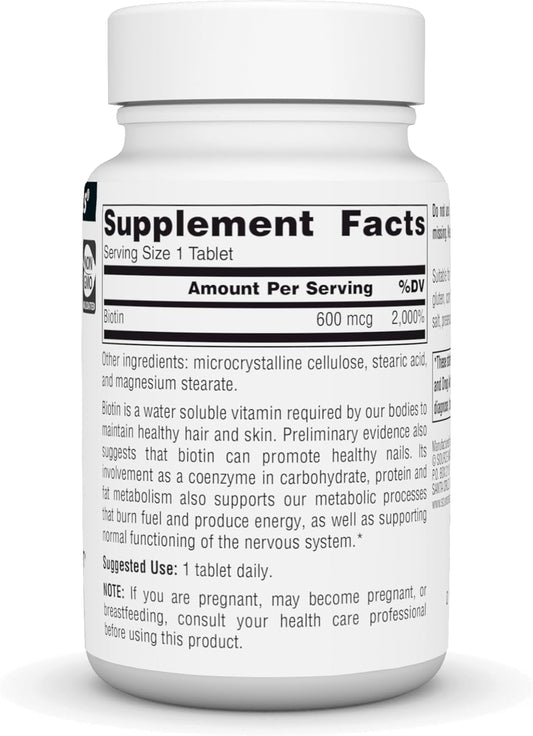 Source Naturals Biotin, Support Healthy Hair, Skin & Nails, 600 Mcg - 200 Tablets