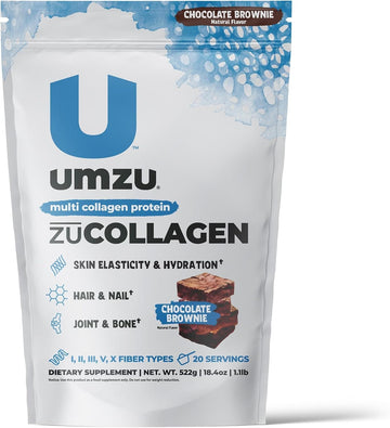 Umzu Zucollagen Protein - 5 Collagen Types - Hair, Nail & Skin Vitamins - 20G Protein - Supports Skin Elasticity, Circulatory System, Gut Health & More - 20 Servings (20 Servings, Chocolate)