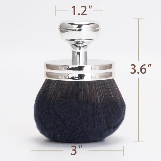 Blend & Blur Extra Large Body Makeup Brush For Self Tanner,Leg Makeup & Bronzer Self Tan Back Applicator, 3 Inch Wide Head Kabuki Brush For Application With Drawstring Bag (Silver)
