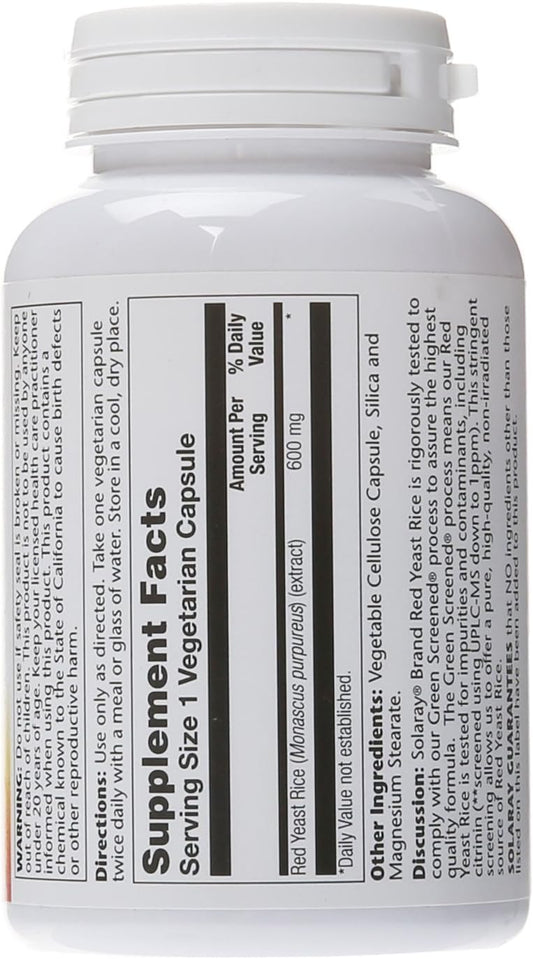 Solaray Red Yeast Rice, 600 Mg, 120 Count