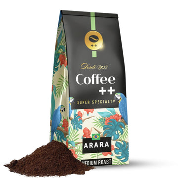 Coffee++ Super Specialty Ground Coffee - Medium Roast & Intensity Fresh Coffee Grounds, Unique Aroma & Flavor Gourmet Coffee - 84 Sca Score, 100% Arabica, 89+ Cup Of Excellence Score - Arara, 8.8 Oz
