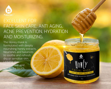 Pursonic Facial Mask Collection Of Black Charcoal, Red Clay & Honey Mask, Sourced From All Over The World For A Clean And Healthy Face, 8Oz(Honey Mask)