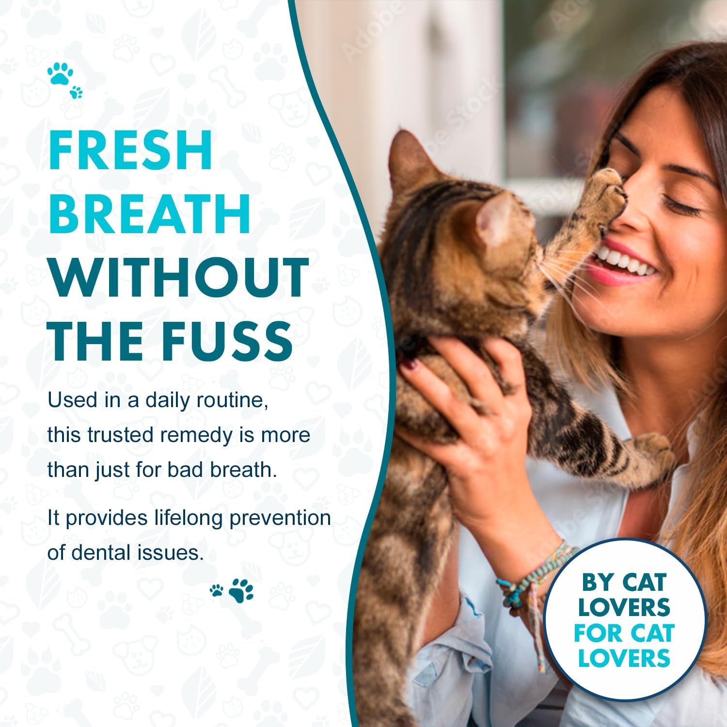 BestLife4Pets Cat Dental Care & Bad Breath Remedy - Natural Oral Health for Cats Gums, Gingivitis and Tooth Pain, Daily Pet Breath Freshener, Tartar and Plaque Remover Treat, Easy To Use Cat Oral Care : Pet Supplies