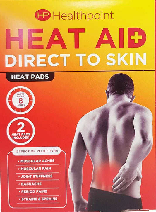 Healthpoint Heat Aid Direct To Skin Heat Pads For Aches, Pain, Stiffness, Backache, Period Pains. Strains & Sprains Twin Pack