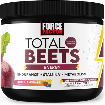 Force Factor Total Beets Beet Root Powder With Energy, No3-T Nitrates To Support Circulation, Blood Pressure, Blood Flow, And Stamina - Plus Green Tea Extract. A Superfood Supplement, 30 Servings