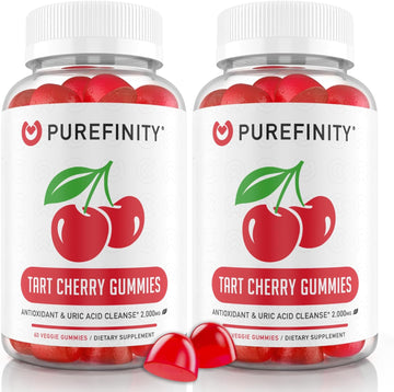 Tart Cherry Gummies Raw Vegan Cherry Extract Gummy For Advanced Uric Acid Cleanse, Powerful Antioxidant With Joint Support - 60 Gummies (Pack Of 2)
