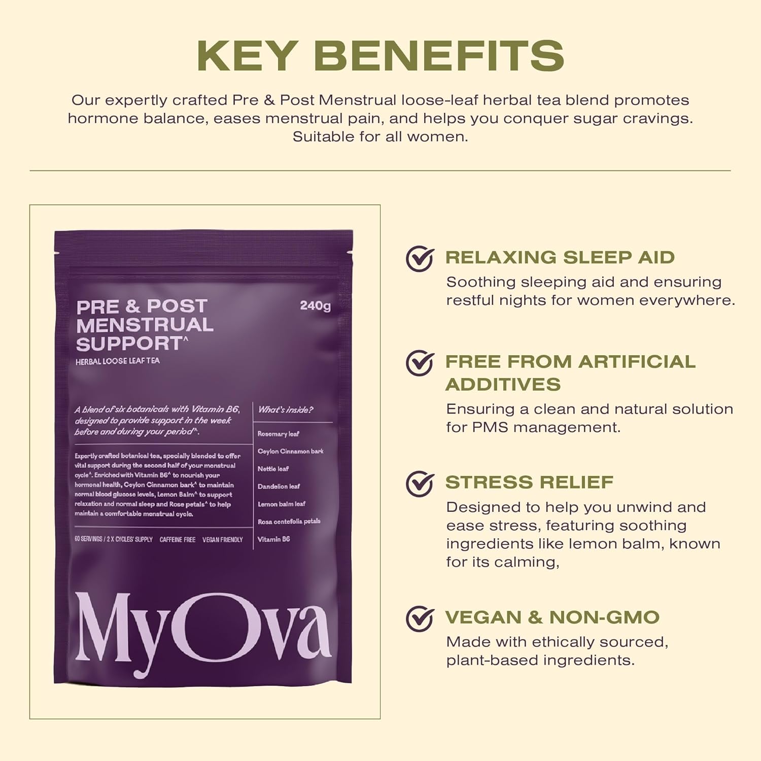 MyOva Soothing Digest Tea for Bloating Relief - Lemon Balm & Ginger Infusion - Marshmallow Root & Fennel Blend - Vegan and Caffeine-Free Digestive Support - 240g, 60 Servings, 30 Days Supply : Amazon.co.uk: Grocery