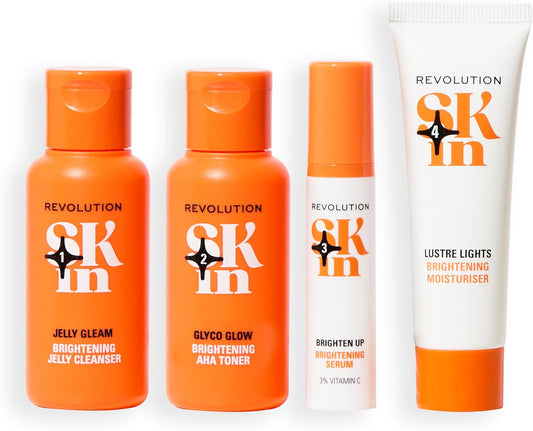 Revolution Skin, Be Bright 4 Step Starter Kit, Brightening Skincare Set Includes Cleanser, Toner, Serum & Moisturiser, Vegan & Cruelty-Free, 4 Products Included