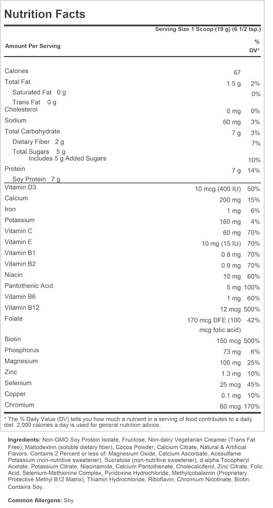 Andrew Lessman Secure Soy Complete Meal Replacement - Chocolate 10 Servings - Only 67 Calories, 7G Non-Gmo Soy Protein, Vitamins And Minerals, Low-Fat, Nutritious And Delicious, Mixes Instantly