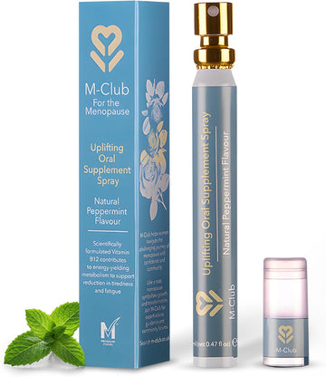M-Club Vitamin B12 Uplifting Oral Supplement Spray 14Ml – Fast-Absorbing B12 For Energy, Focus & Menopause – Vegan Friendly, Non Gmo, No Additives, Peppermint Flavour – 30-Day Supply